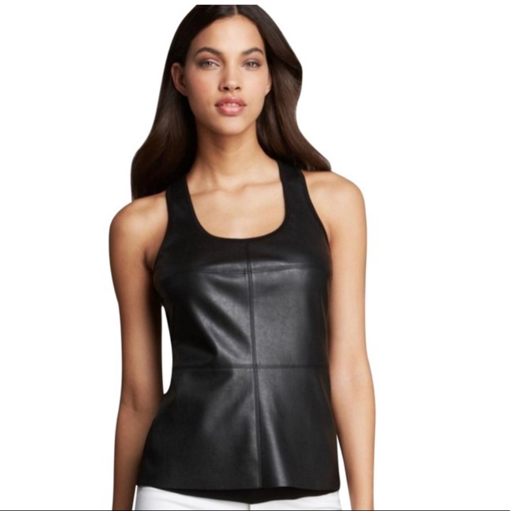 Bailey 44 Black Fonda Faux Leather Front Tank Top/Cam